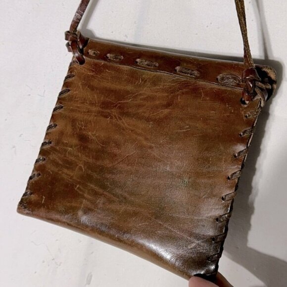 Vintage Brown Leather Shoulder Bag Purse - Picture 8 of 11